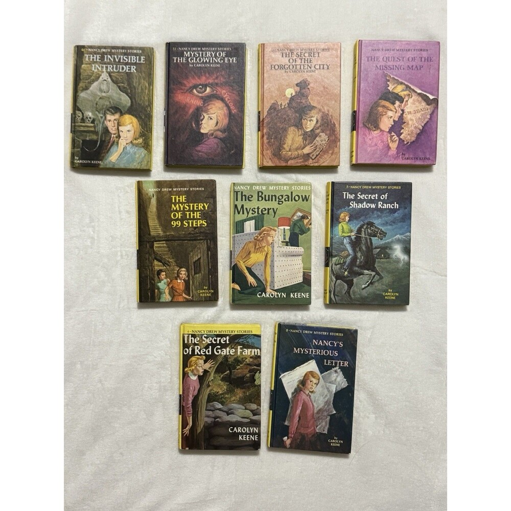 Vintage Nancy Drew Mystery Stories Lot 9 Books Matte Yellow HC 1960's 1970's